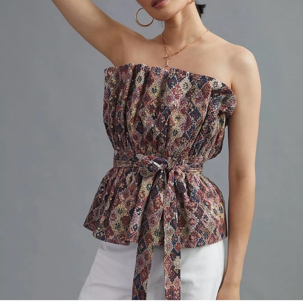 Anthropologie Sequin Structured Tub Top - XS